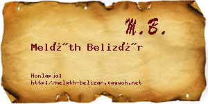 Meláth Belizár névjegykártya